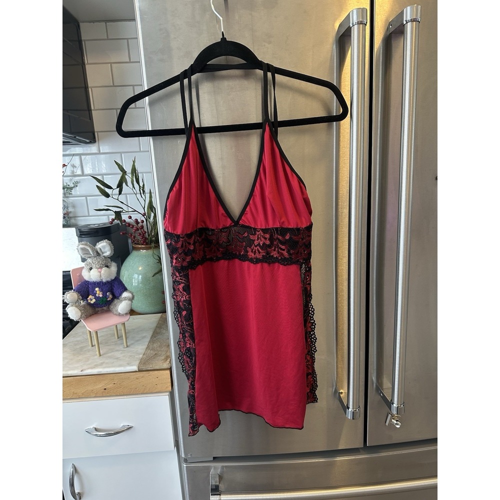 Festival Top Babydoll Lace Trim Red Adj Strap‎ Poen Side 2xL HOT